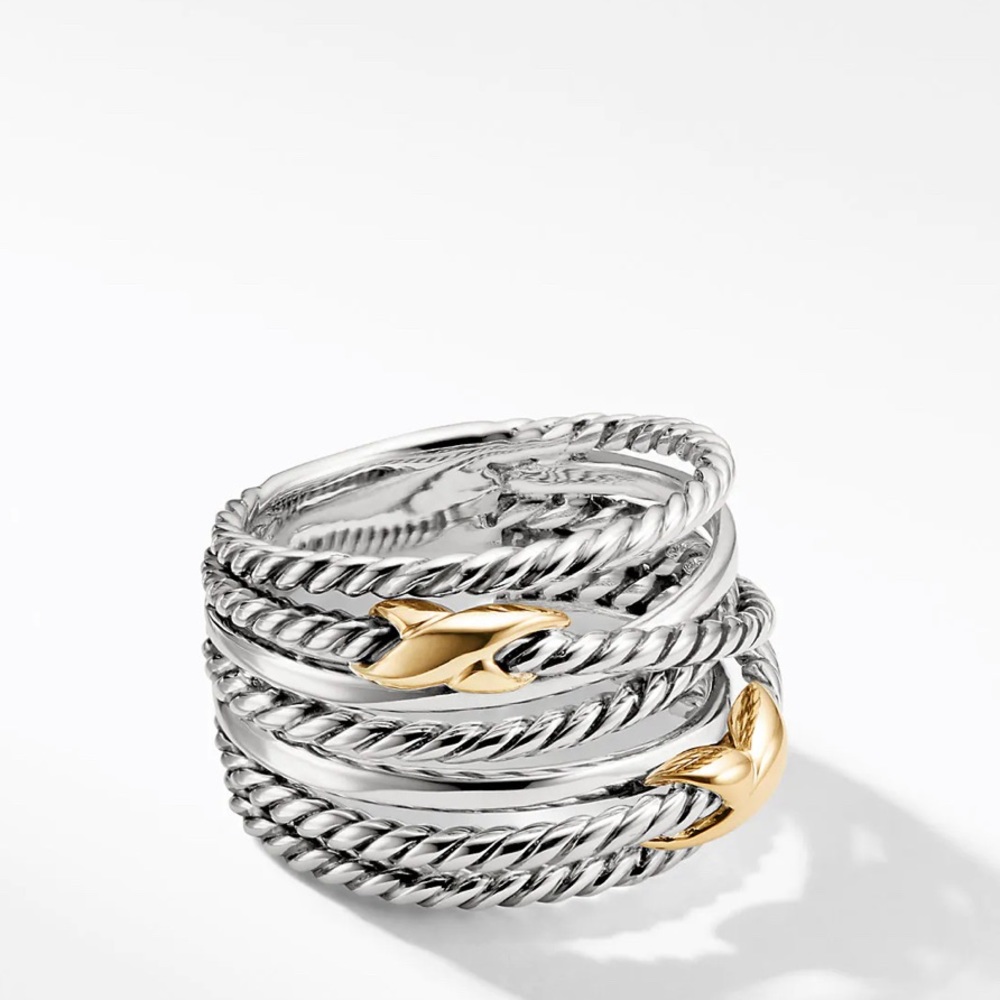 David Yurman Double X Crossover Ring with 18K Gold